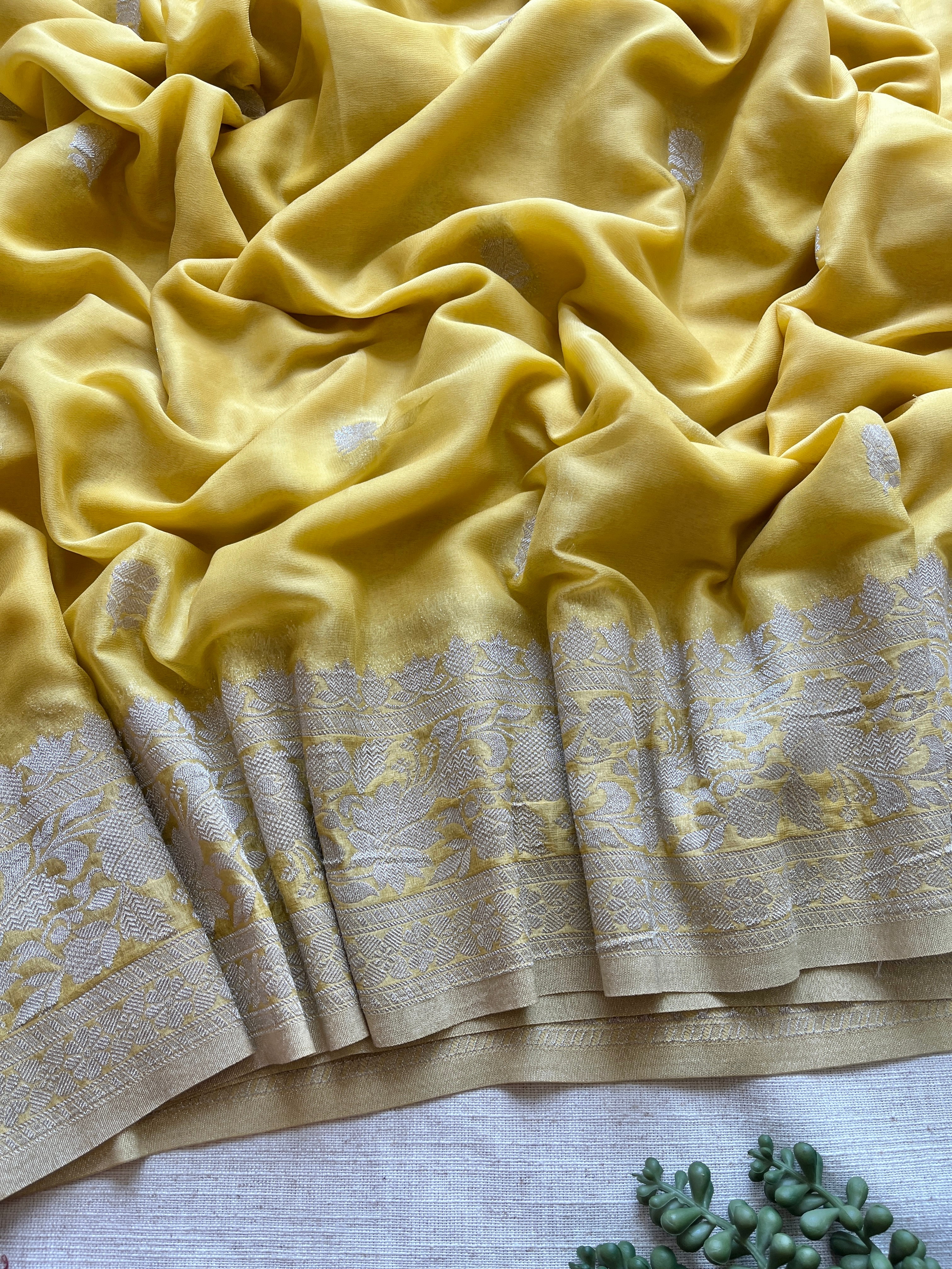 Yellow Chiffon Saree